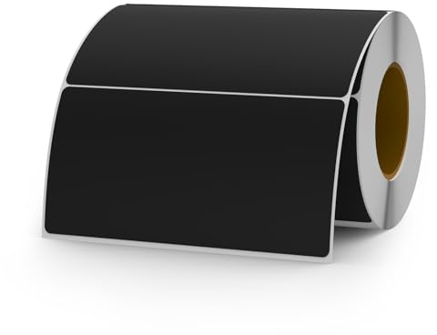 YIKIADA 500 Stück Schwarz Etiketten 50 × 100 mm Selbstklebend Vinyl Klebeetiketten zum Beschriften Wasserfest Aufkleber Rolle für Umzug Tafel Marmelade