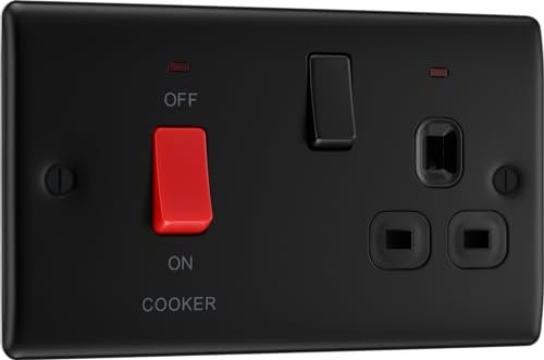 Generic British General NFB70B Nexus Metal Matt Black 45A Switch 13A Switched Socket Cooker Control Unit