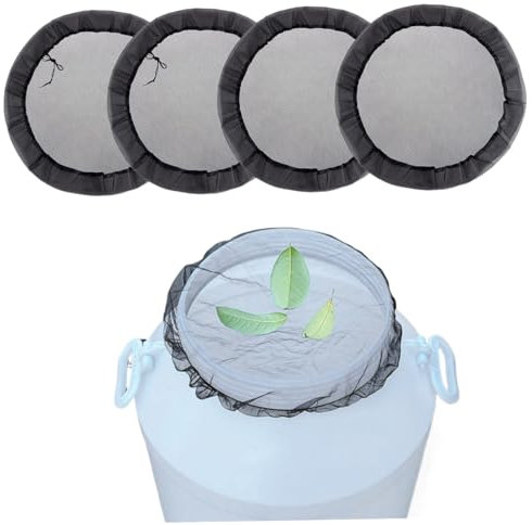 Yeory Pantalla de Barril de Lluvia 4pcs de 14 Pulgadas y 37 Pulgadas Cubierta de Malla de Lluvia Filtro de Barril de Lluvia Evita Hojas y escombros Accesorios de Barril de Lluvia Cubierta