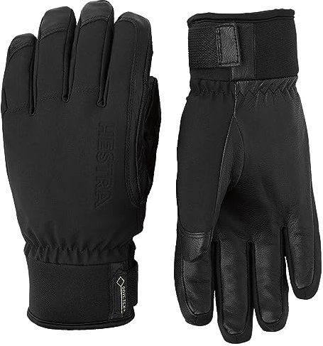 Hestra Alpine Short Gore-Tex Skihandschuh, 5-Finger wasserdichter Lederhandschuh zum Skifahren & Snowboarden - Schwarz - 10