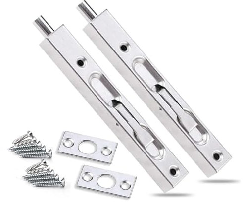 Bolts for Doors with Strike and Screws, Door Flush Bolt Latch Lock Slide Bolt Lock for Concealed Door, Door Bolt Lock, 15cm Stainless Steel Bolted Lock Replacement for French Doors and Composite Doors