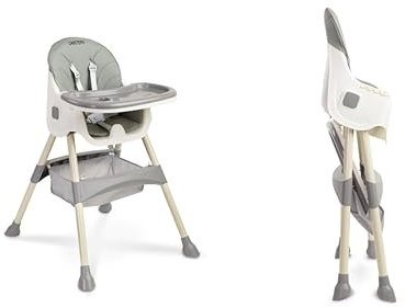 Sleepy shop 24 Hochstuhl - Kinderstuhl für baby, Kindersitz & Hauck ab 6 Monate, 2in1, mit Sicherheitsgurten und einer zusätzlichen Ablage für Kleinteile Kinderhochstuhl, Hochstühle, GREY