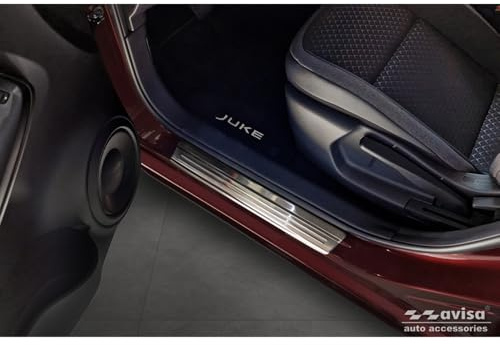 Avisa Stainless Steel Door sill protectors compatible with Nissan Juke II (F16) 2019- 'Lines' - 4-pieces