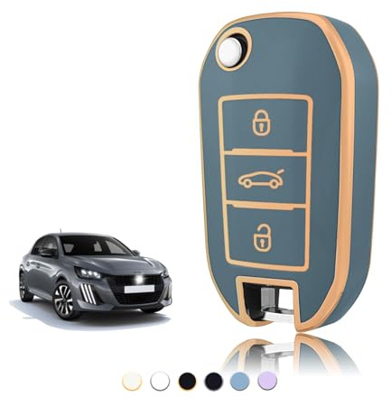 TOOMUME Coque Cle Voiture pour Peugeot 208 308 2008 3008 Citroen C3 C4 C5 | Silicone Doux, Antichoc, Antichute, Antirayures, Étui Protection Clé pour 508 5008 Cactus Picasso Aircross Berlingo