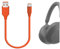 GEEKRIA Lot de 2 câbles de charge de casque de type C compatibles avec Sony WH-1000XM5 WH-1000XM4 WH-ULT900N WH-XB920N WH-XB910N, câble d'alimentation de rechange USB vers USB-C (orange, 3 m)