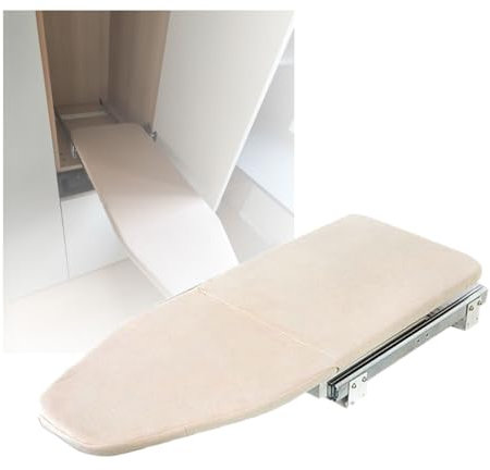 GCGC ASSE da Stiro Retrattile, ASSE da Stiro con Armadio Incorporato, ASSE da Stiro Pieghevole Estraibile Ruotabile di 180° Salvaspazio, for Guardaroba Guardaroba Casa Appartamento(Beige)