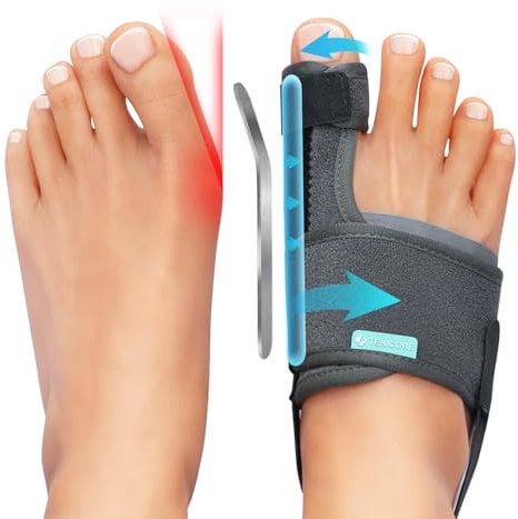 TENICORE Bunion Corrector Big Toe Straightener - Adjustable Bunion Splint with 2 Angle Fixation Plates, Bunion Toe Separator with Double Non-slip Strap for Day Night Support - for Women & Men, 1 Pair