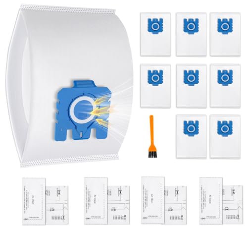 8 Pack AirClean 3D Efficiency Vacuum Bags, GN Type Replacement for Miele Hoover Bags, Compatible with Miele Complete C3, C1, C2, S227, S240, S270, S400, S2, S5, S8 Series Cylinder Vacuum Cleaner