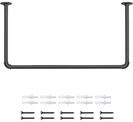Kleiderstangen Industrie Design, Decken-Kleiderstange für die Montage an der Decke, Garderobenstange Deckenmontage Für Flur, Garderobe, Schlafzimmer, Ankleidezimmer (B:80 x H:60 cm)