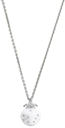 AMDXD Chaîne pour femme avec pendentif 50 cm, pendentif fraise pour femme, chaîne plaquée argent avec zircone, argent, Argent, Zircone cubique