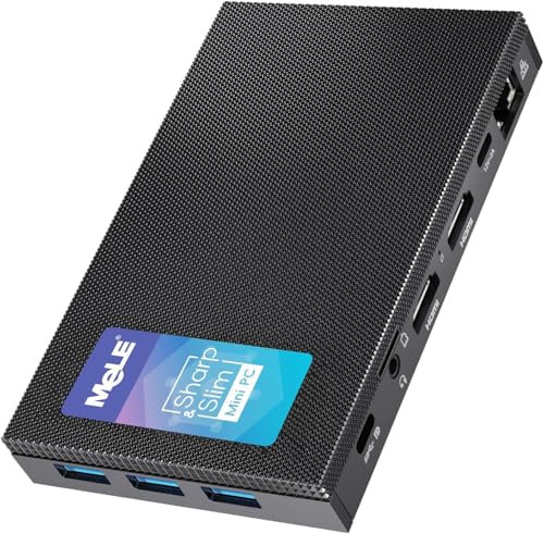MeLE Quieter3Q Mini PC Fanless – Prozessor N5105, 8 GB RAM, 256 GB Speicher mit Windows 11 Pro, Micro Computer Compact WiFi 5, USB-C PD, Dual HDMI BIOS entsperrt, Auto Power on