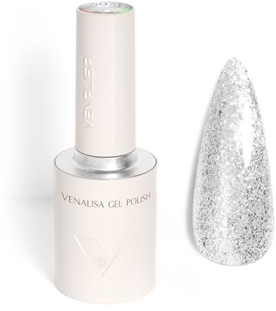 Venalisa Gel Nail Polish Sliver Flash Glitter 10ml Stylish Round Bottle with Top Label Showing Color and Number UV Gel Polish for Stunning Nail Art Design 5071