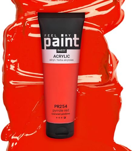 FeelMyPaint Colore Acrilico Rosso Pirrolo – 120 ml di vernice artistica ad alta pigmentazione per tela, carta, tessuto, legno, vetro, ceramica, metallo, pietra