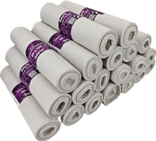 Bolsas de Basura Blancas de 120L – Pack 200 Unidades (20 Rollos) Bolsas de Comunidad 85 x 105 cm