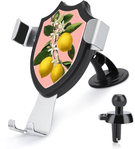 Jubonexis Lot de 3 supports de téléphone de voiture en forme de citron sur un arbre rose avec base triangulaire pour grille d'aération - Accessoires automobiles pour smartphones de 4 à 6 pouces