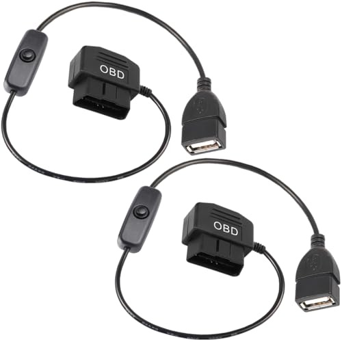 HAAMNING7 OBD-zu-USB-Stromkabel adapter, 16-poliges OBD2-Stecker-zu-USB-Buchsen-Stromladekabel, OBD2-zu-5V 2A USB Anschluss 12V, 24V, 36V auf 5V, 2A mit Umschalttaste, für Auto-GPS-DVR-Dashcam