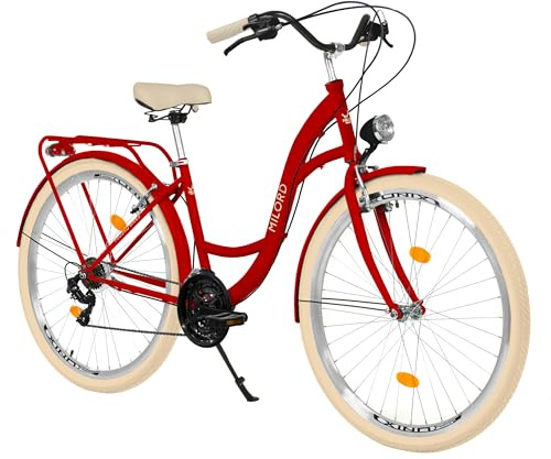 MILORD Damenfahrrad Citybike Komfort Hollandrad Vintage Fahrrad, 26, 28 Zoll, 21-Gang