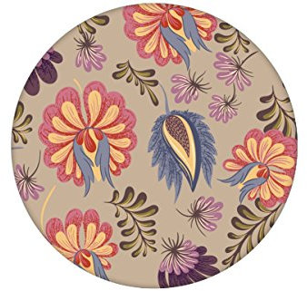 Klassische florale Tapete mit großen Folkore Blüten auf beige passt zu Schöner Wohnen Wandfarbe Melone - Blumentapete - GMM Design Deko für edle Wände (Muster 20 x 46,5cm)
