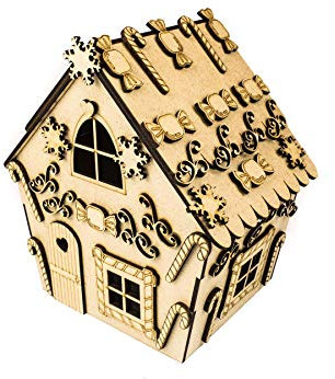 WWS Creative Designs Kit Fai Da Te Casa di Pan di Zenzero di MDF - Natale Decorazione Arts & Crafts