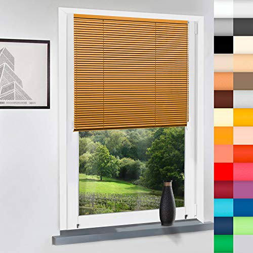 Aluminium Jalousie nach Maß, Endloskette, Kette, Monocomando, Maßanfertigung, für Fenster und Türen, Alu, Fenster, Klemmfix ohne Bohren (Orange, Höhe: 100cm x Breite: 45cm)