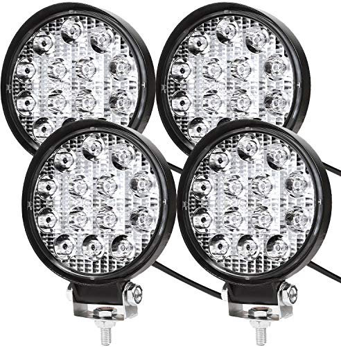 Kraumi Faro da Lavoro, 4 X 42W Tondo Fari Led 12V 24V Fari di Profondità Impermeabile IP67 Luci di Lavoro Fuoristrada per Moto Auto ATV SUV Trattore, 6500K(4 pezzi)