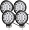 Kraumi 4 X 42W Phare de Travail à led, Projecteur Ronde 12V 24V Phares Longue Portee led IP67 Spot Flood Lumière de recul pour Voiture Camion Tracteur SUV Bateau(4 PCS)