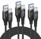 SENGEXIN USB C Charger Cable 1M+2M+3M 3Pack,USB A to USB C Fast Charging Cable Lead Nylon Braided for Samsung Galaxy S23 S22+ S21 S20 Ultra S10 S9 A13 A20e A21s,Google Pixel 7 6,PS5,Switch