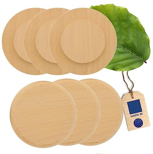 6x HOFMEISTER® Abdeckung für Maß-Krüge & Weizengläser bis 8,4 cm Ø, Anti-Wespen-Deckel aus Holz, Schutz vor Insekten-Stichen und Schmutz im Bier-Garten, 10 cm Ø