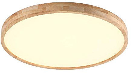 LED Deckenleuchte, Nordic Modern Holz Deckenlampe, 20W 1800lm(90Lm/W) Runde Holz Lampe für Wohnzimmer, Schlafzimmer, Büro, Kinderzimmer Leuchte Eiche Decke Licht Holzlampe, Φ30cm [Energieklasse A++]