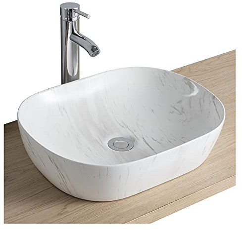 Vasque Salle de Bain à Poser en Céramique Imitation Marbre L46 x P37 VADIM