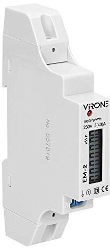 Virone EM-2 Digitaler Wechselstromzähler Einphasiger Energiezähler, 40A, Impulsausgang, 1 Modul, DIN TH-35mm