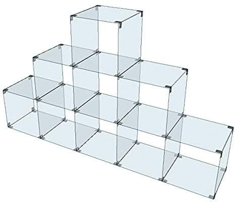 Glassteckvitrine „Pyramide“ Glasregal | Vitrine 9 Fächer Glasplatten 30x30 cm o. 40x40 cm Sicherheitsglas Verkaufsvitrine Pyramidenregal Ausstellungsvitrine Messevitrine Verkaufsregal