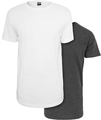 Urban Classics Herren T-Shirts Pre-Pack Shaped Long Tee 2-Pack White+Charcoal XS