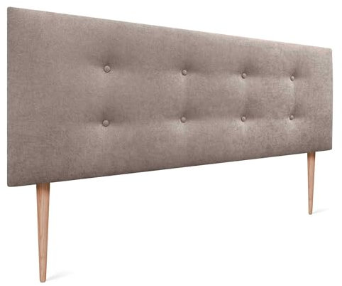 DHOME Kunstleder oder Stoff Kopfteil AQUALINE Pro mit 2 Reihen von Knöpfen gepolstertes Kopfteil Luxus Bett (145x105cm Mit Füßen (Betten 120/135/140), Stoff Erde)
