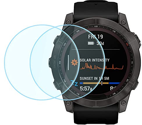 Duttek Pellicola protettiva in vetro temperato per Garmin Fenix 7X Smartwatch 2.5D ultra sottile 9H durezza antigraffio in vetro temperato (2 pezzi)