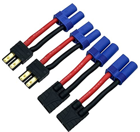 2 Paar RC LiPo Akku Anschluss Adapter Kompatibel mit Lipo Akku Stecker auf EC5 Stecker Buchse auf ESC Charge