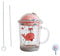 Vaso de paja con pajita, tapa inferior antideslizante y pajita de silicona, para té de jugo de leche, microondas, ballena rosa, cristal, 400 ml