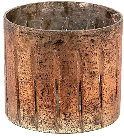 Clayre & Eef Teelichthalter Ø 13x11 cm Kupferfarbig Glas Rund Halter für Teelicht