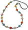 Avalaya Multicoloured Ceramic Flower Bead Black Silk Cord Long Necklace - 95cm Long