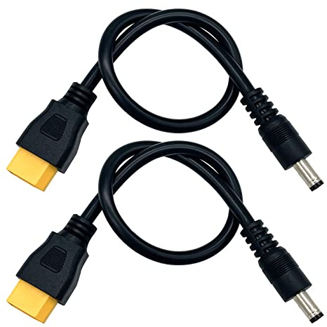 Nuofany 2Packs XT60 to DC5521 Power Cable, XT-60 Male to DC 5.5mm x 2.1mm Male Adapter Cord for FPV Goggles,etc