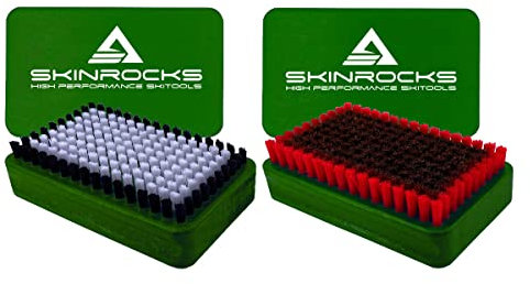 SkinRocks 2er Set Ski Belagsbürsten BaseBrush Roßhaar Kupfer/Bronze Bürste
