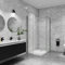 AICA paroi de douche à l'italienne 60x200cm avec barre de fixation 73-120cm en carré, paroi de douche pivotante 45x200cm, verre 8mm securit anticalcaire, profil chromé