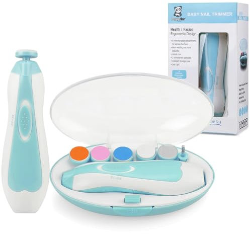 PandaEar Baby Nail Trimmer Newborn, Electric Nail File Baby Nail Clippers Kit with Extra 6 Replacement Pads (Blue)