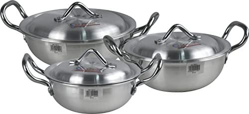 Sterling Ventures Klassic Traditional Aluminium Karahi Wok Set 3pc (18,20,22cm)