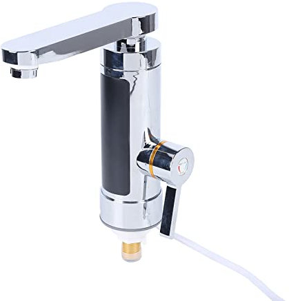 25-60℃ Warmwasserhahn, 3000W Elektrisch Heizung Armatur Durchlauferhitzer 360° Drehung Sofort Warm Armatur mit LED Display für Bad und Küche Spültisch