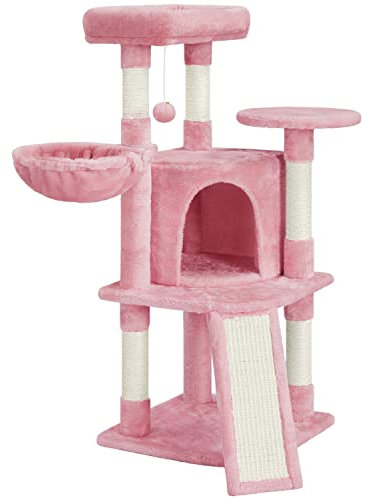 Abician Arbre à Chat Tour pour Chat de 107 cm avec Planche à Gratter Rose