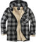 Elesuit Herren Full Zip Fleece Flanell Jacken Hemd Plaid Baumwolle Hoodies Weich Warm Mantel für Männer mit Kapuze, Schwarz, S