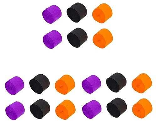EXCEART 18 Rollen Halloween-dekorationspapier Halloween-party-streamer Stromer Geburtstagsfeier Krepppapier Hintergründe Aus Krepppapier Halloween Schwarze Luftschlangen Bandrolle Fenster
