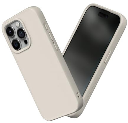 RhinoShield Case kompatibel mit [iPhone 15 Pro] | SolidSuit - Stoßdämpfende & schlanke Schutzhülle mit Premium Finish - 3.5 Meter Fallschutz - Sandbeige