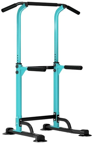 SogesPower Power Tower, torre di potere, con barra di trazioni per palestre a casa, con altezza regolabile, attrezzatura per l'allenamento della forza, blu